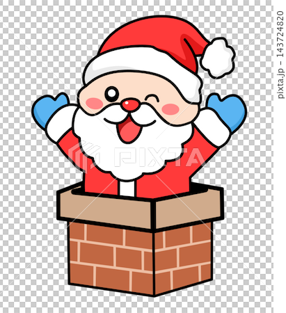Cute santa claus popping out of brick chimney christmas element sticker print visual graphic clipart artwork design icon illustration Cute santa claus popping out of brick chimney christmas element sticker print visual graphic clipart artwork design icon illustration 143724820