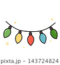Colorful string lights christmas garland party holiday element sticker print visual graphic clipart artwork design icon illustration 143724824