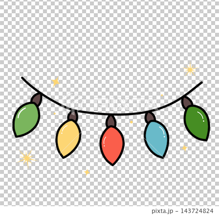 Colorful string lights christmas garland party holiday element sticker print visual graphic clipart artwork design icon illustration Colorful string lights christmas garland party holiday element sticker print visual graphic clipart artwork design icon illustration 143724824
