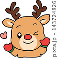 Cute reindeer head character wearing red mittens christmas element sticker print visual graphic clipart artwork design icon illustration 143724826