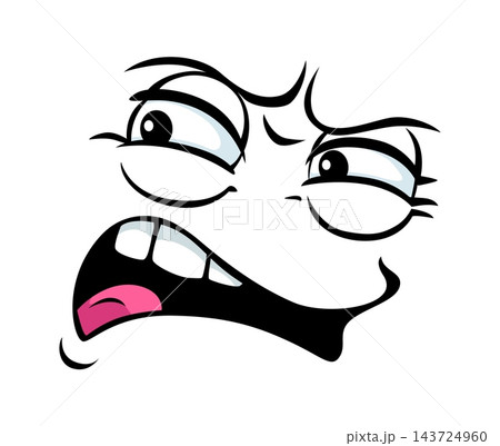 Cartoon angry, confused or grumpy face....のイラスト素材 [143724960] - PIXTA