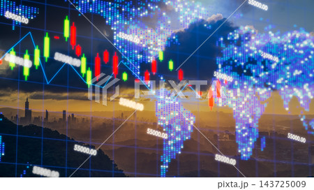Financial Stock Market Graph Over Taipei City Skyline 143725009