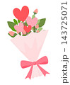 Bouquet of pink roses and hearts romantic valentine floral element sticker print visual graphic clipart artwork design icon illustration 143725071