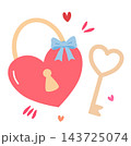 Heart shaped padlock with key romantic valentine love element sticker print visual graphic clipart artwork design icon illustration 143725074