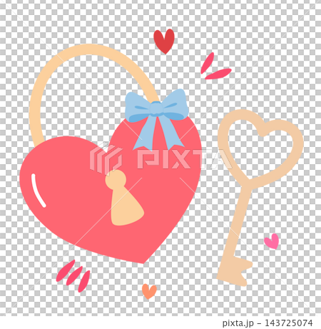 Heart shaped padlock with key romantic valentine love element sticker print visual graphic clipart artwork design icon illustration Heart shaped padlock with key romantic valentine love element sticker print visual graphic clipart artwork design icon illustration 143725074