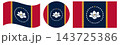 New Flag of Mississippi collection. Round flag of Mississippi isolated in circle shape, waving flag. 143725386