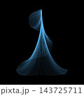Abstract Blue Line Art Curved Spiral Wave Vector Graphic Element Isolated on Black Background for Modern Digital Design 143725711