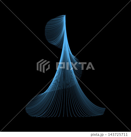 Abstract Blue Line Art Curved Spiral Wave Vector Graphic Element Isolated on Black Background for Modern Digital Design Abstract Blue Line Art Curved Spiral Wave Vector Graphic Element Isolated on Black Background for Modern Digital Design 143725711