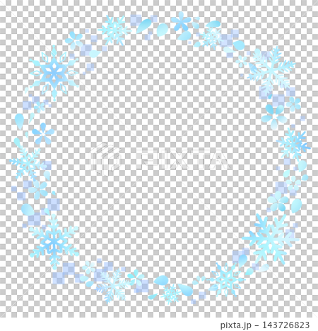 圓形邊框，飾以藍色雪花 143726823