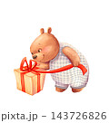 Cute Teddy Baby Illustration Giving a Wrapped Gift 143726826