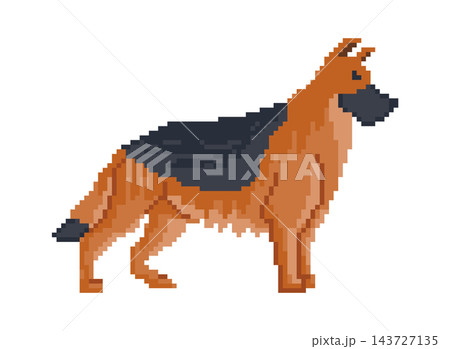 German Shepherd Standing Pixel Art 143727135