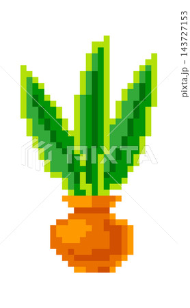 Plant In Pot Pixel Artのイラスト素材 [143727153] - PIXTA