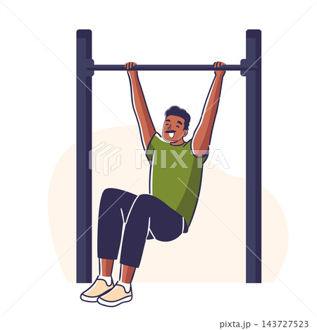 Man Doing Pull Up Cartoon 143727523