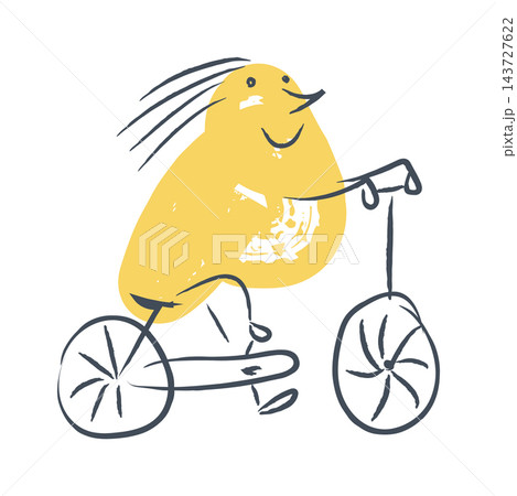Character Riding Bike Doodle Style 143727622