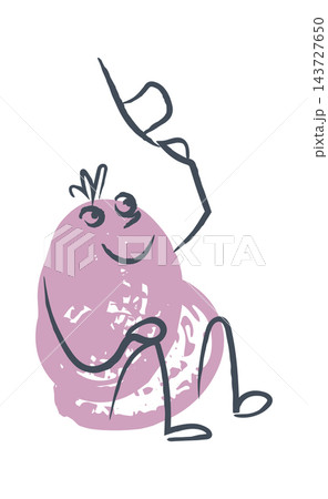Scribble Character Waving Hand Doodle Scribble Character Waving Hand Doodle 143727650