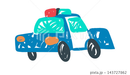 Police Car With Siren Crayon Style Police Car With Siren Crayon Style 143727862