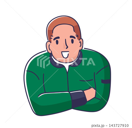 Man Smiling With Folded Arms Cartoon Man Smiling With Folded Arms Cartoon 143727910