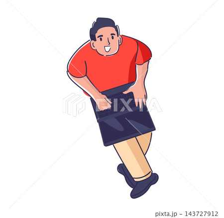 Man Working On Laptop Cartoon 143727912