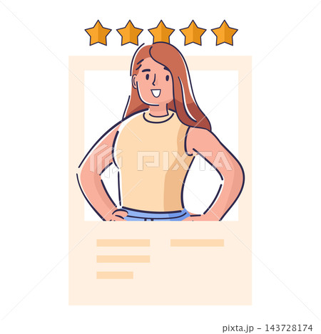 Woman Profile Five Star Rating Cartoon 143728174