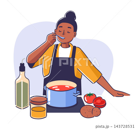 Chef Tasting Soup Cooking Cartoon Chef Tasting Soup Cooking Cartoon 143728531
