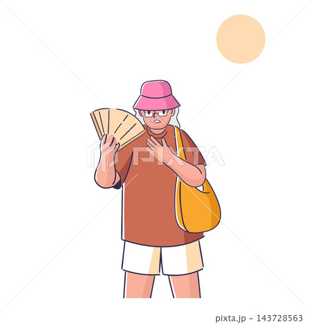 Tourist Fanning In Heat Cartoon Tourist Fanning In Heat Cartoon 143728563