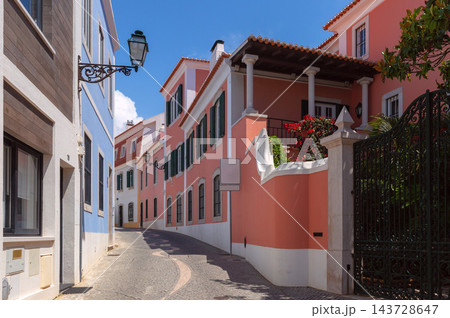 Narrow Street with Traditional Portuguese Architecture in Cascais, Portugal Narrow Street with Traditional Portuguese Architecture in Cascais, Portugal 143728647