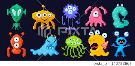 Monster Characters Set Pixel Art 143728667