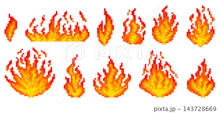 Flame Set Burning Pixel Art Flame Set Burning Pixel Art 143728669