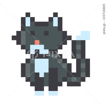 Cat Sitting Pixel Art Character 143728805