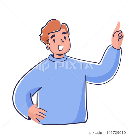 Man Pointing Up Cartoon Style Man Pointing Up Cartoon Style 143729010