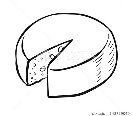 Cheese Wheel Slice Cut Line Art Cheese Wheel Slice Cut Line Art 143729049