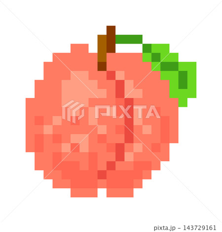 Peach With Leaf Pixel Art 143729161
