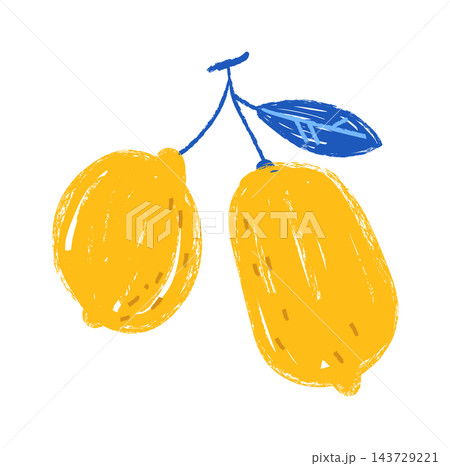 Lemon Pair With Leaf Crayon Style Lemon Pair With Leaf Crayon Style 143729221