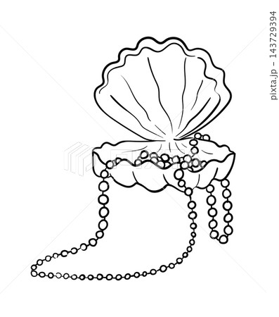 Pearl Shell With Necklace Line Art Pearl Shell With Necklace Line Art 143729394