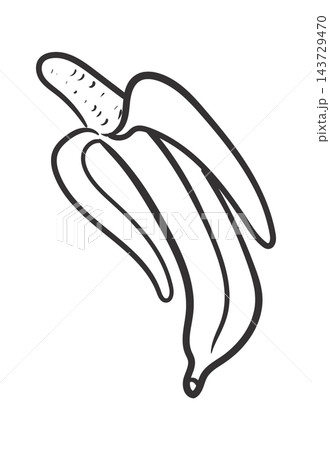 Banana Peeled Half Line Art Banana Peeled Half Line Art 143729470