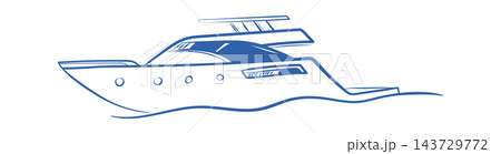 Yacht Cruising On Waves Line Art 143729772