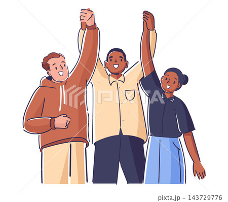 Team Victory Hands Raised Cartoonのイラスト素材 [143729776] - PIXTA