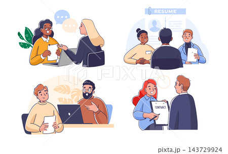 Job Interview Meeting Cartoon Job Interview Meeting Cartoon 143729924