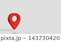 Red Location Pin on Gray Background with Copy Space 3d render. 143730420