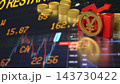 Japanese Yen Symbol with Rising Chart and Gold Coins 3d render. 143730422