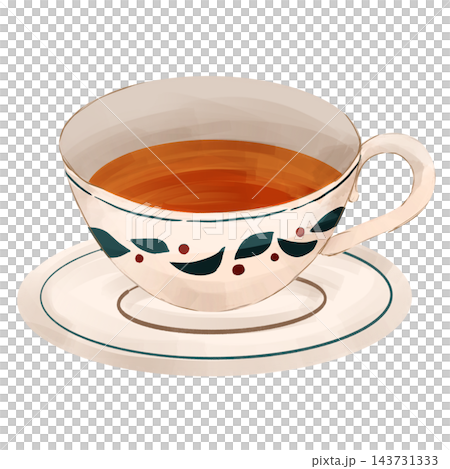 Illustration of a teacup filled with tea Illustration of a teacup filled with tea 143731333