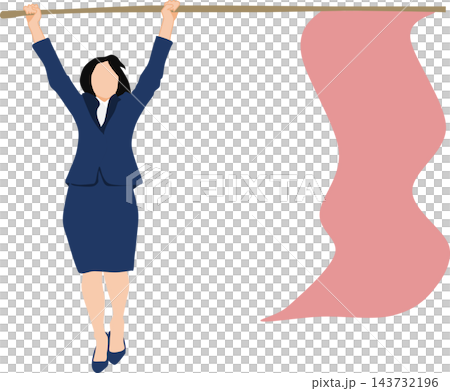 一位女商人手持旗幟的插圖 143732196