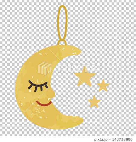 Cute picture book-style illustrations of stars and crescent moon ornaments. Cute picture book-style illustrations of stars and crescent moon ornaments. 143733990
