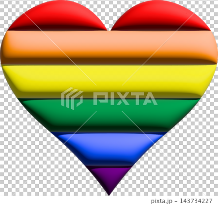 Rainbow heart, glossy 3D heart with rainbow stripes, pride love and diversity symbol Rainbow heart, glossy 3D heart with rainbow stripes, pride love and diversity symbol 143734227