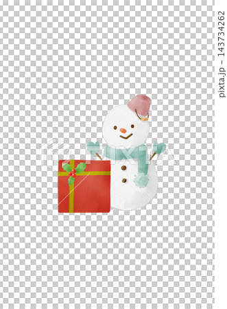Illustration of a snowman and Christmas presents Illustration of a snowman and Christmas presents 143734262