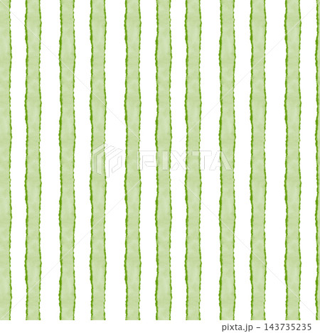 Seamless watercolor pattern with green vertical stripes on white background. Simple striped print for fabric, wrapping paper, nursery textiles, Christmas decor, wallpaper and scrapbooking. 143735235