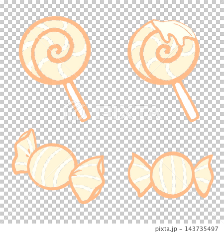 黄色キャンディのイラストセット 黄色キャンディのイラストセット 143735497
