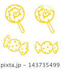 黄色いキャンディの線画イラスト 143735499
