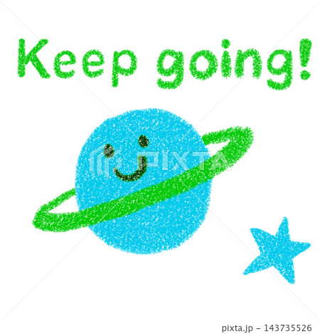 Keep goingの文字と惑星のイラスト 143735526