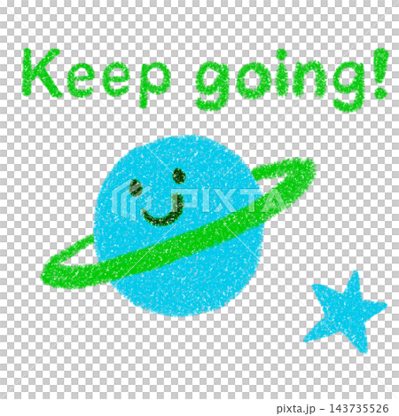 Keep goingの文字と惑星のイラスト 143735526